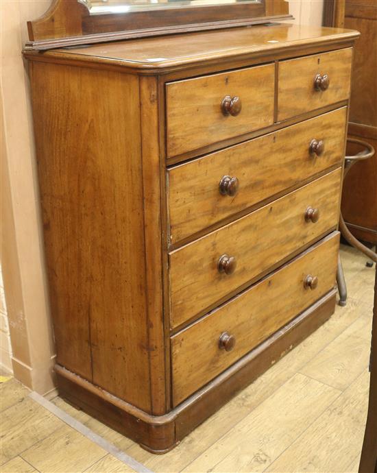 A Victorian mahogany round cornered chest of drawers, W.120cm